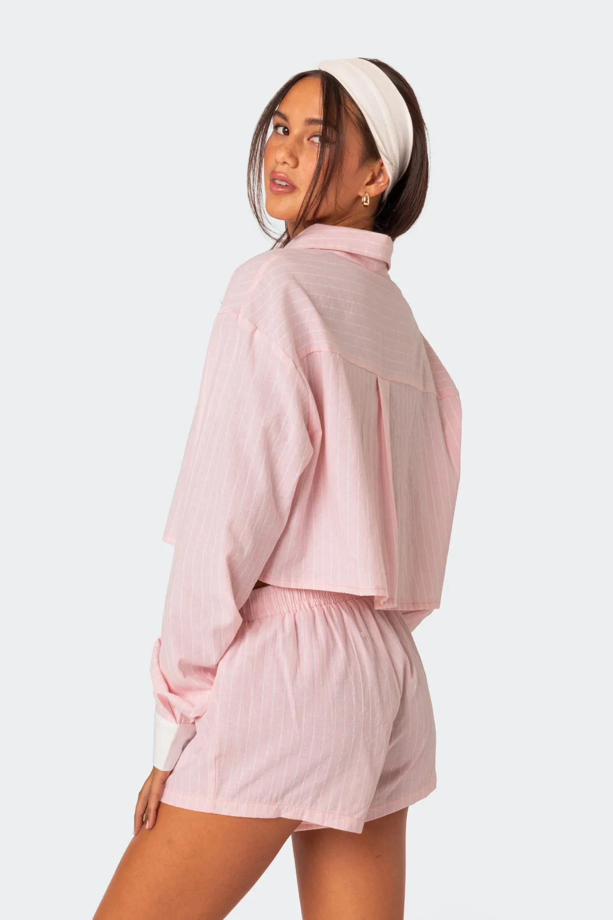 Lea Cropped Button Up Shirt sold by Edikted product image thumbnail 3