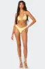 Golden Ruffle Edge Triangle Bikini Top sold by Edikted