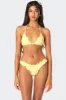 Golden Ruffle Edge Triangle Bikini Top sold by Edikted