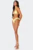 Golden Ruffle Edge Triangle Bikini Top sold by Edikted
