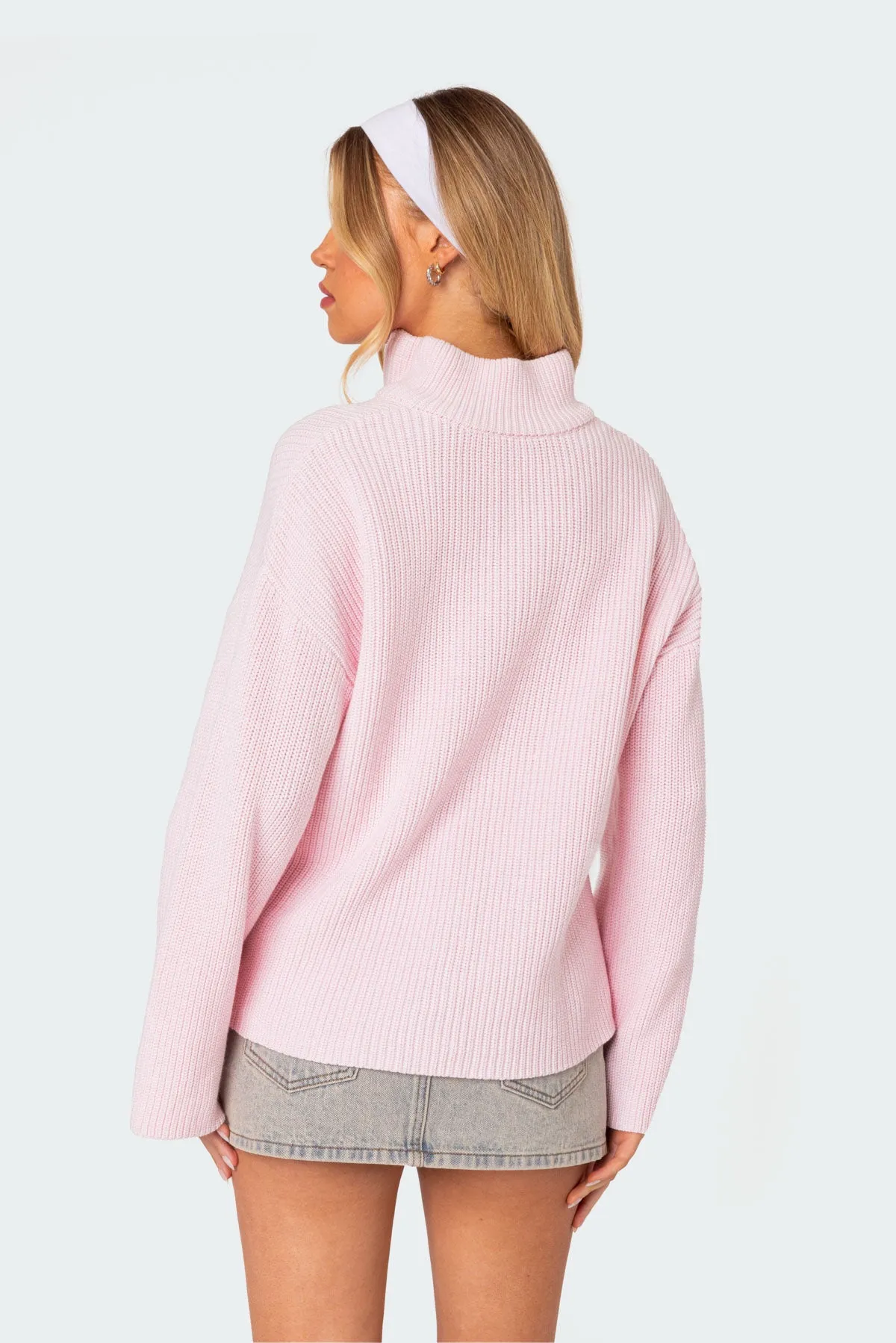 Amour High Neck Oversized Zip Sweater sold by Edikted product image thumbnail 5