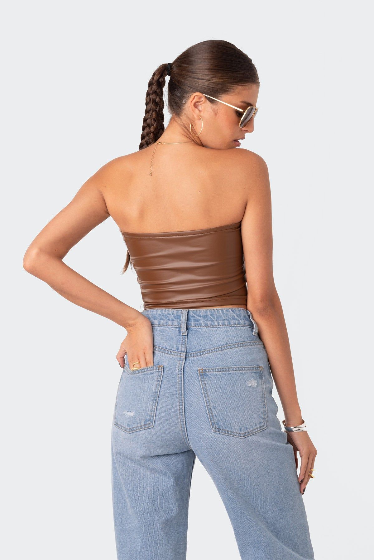 Showstopper Faux Leather Tube Top sold by Edikted product image thumbnail 4