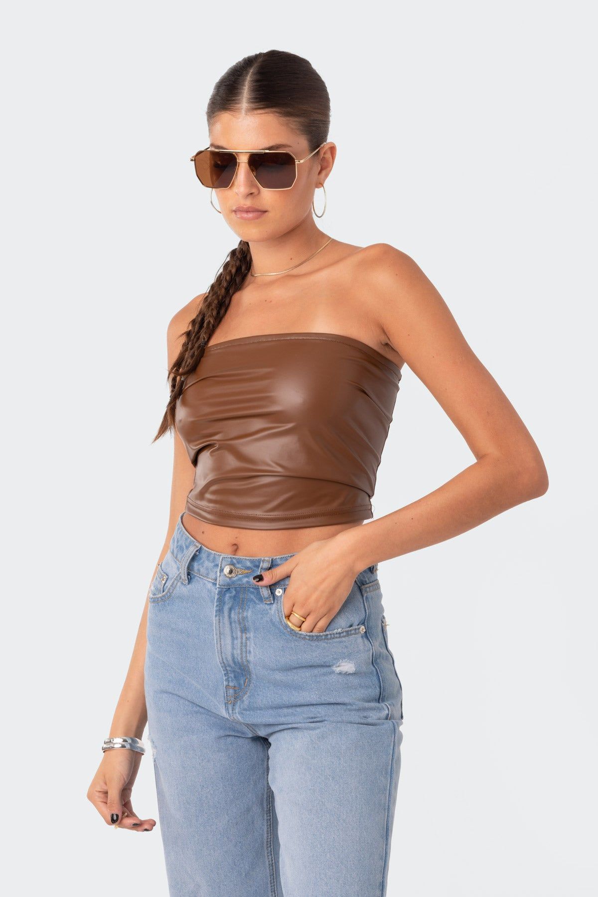 Showstopper Faux Leather Tube Top sold by Edikted product image thumbnail 3