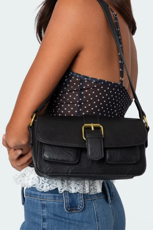 Faux Leather Buckle Bag sold by Edikted
