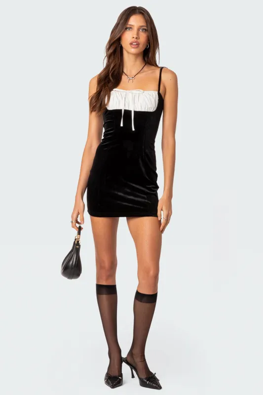 Cristy Velvet Mini Dress sold by Edikted