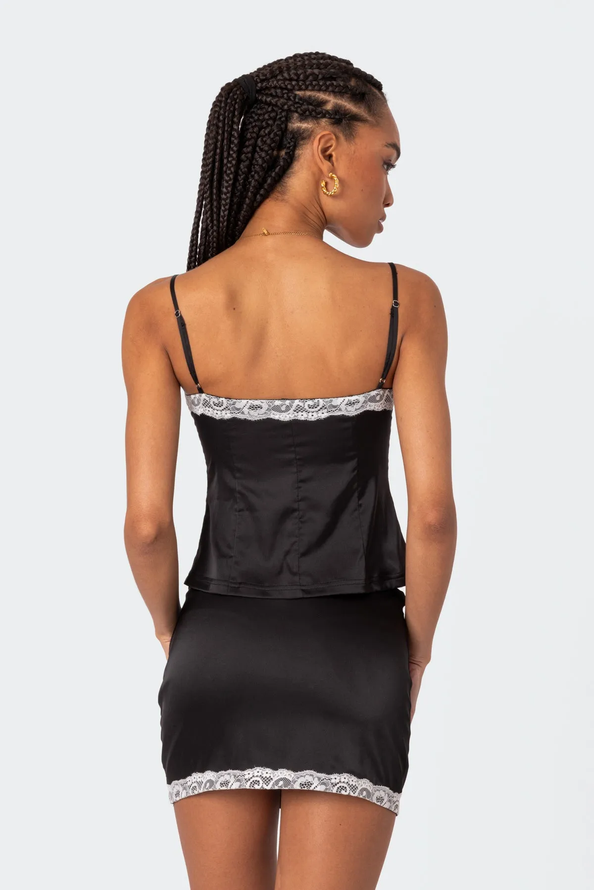 Feyra Satin Effect Button Front Tank Top sold by Edikted product image thumbnail 5