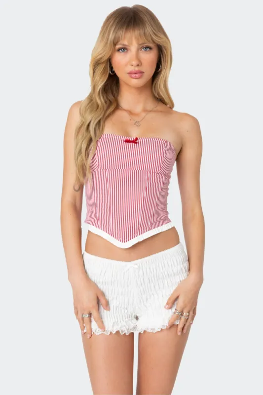 Hamilton Pinstripe Poplin Corset sold by Edikted