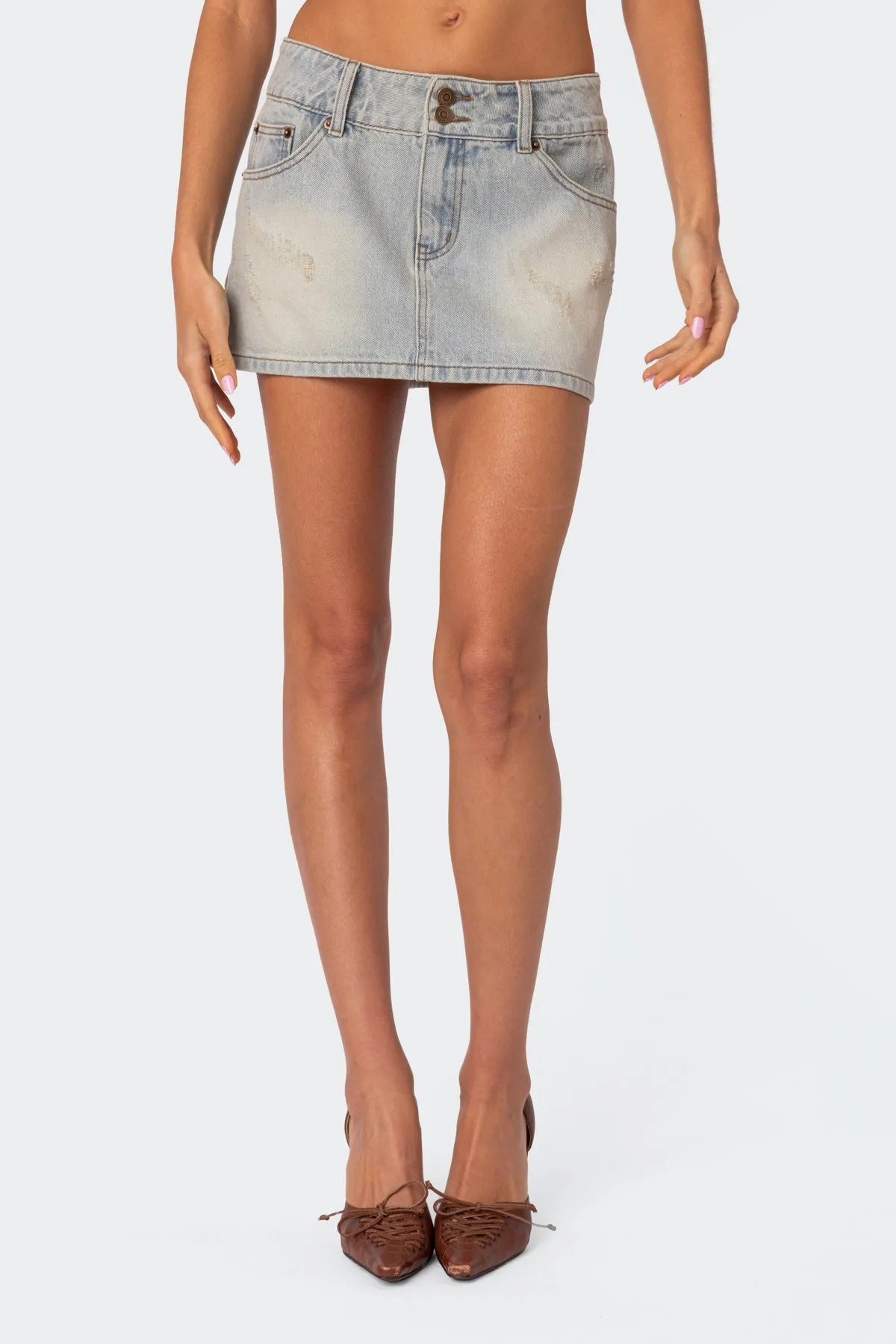 Rumble Washed Denim Mini Skirt sold by Edikted product image thumbnail 2