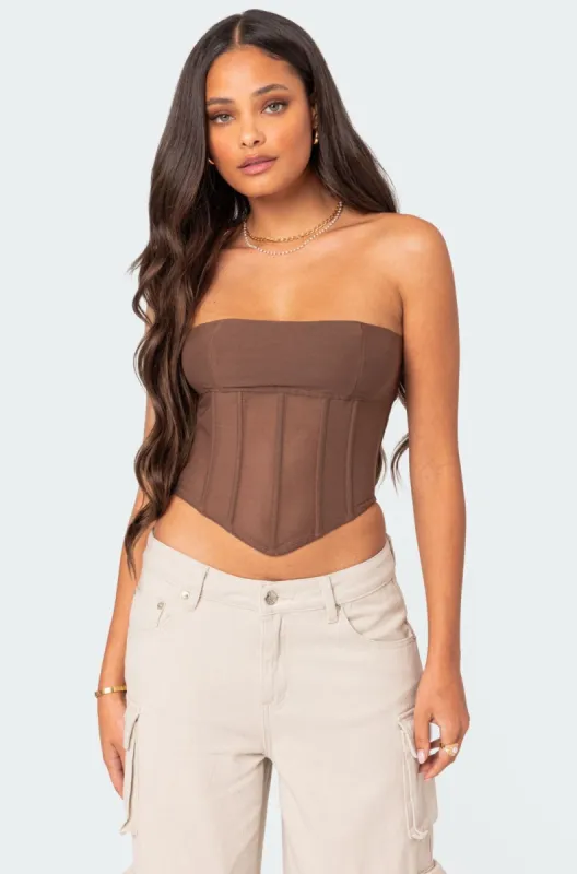 Evangeline Sheer Mesh Corset sold by Edikted