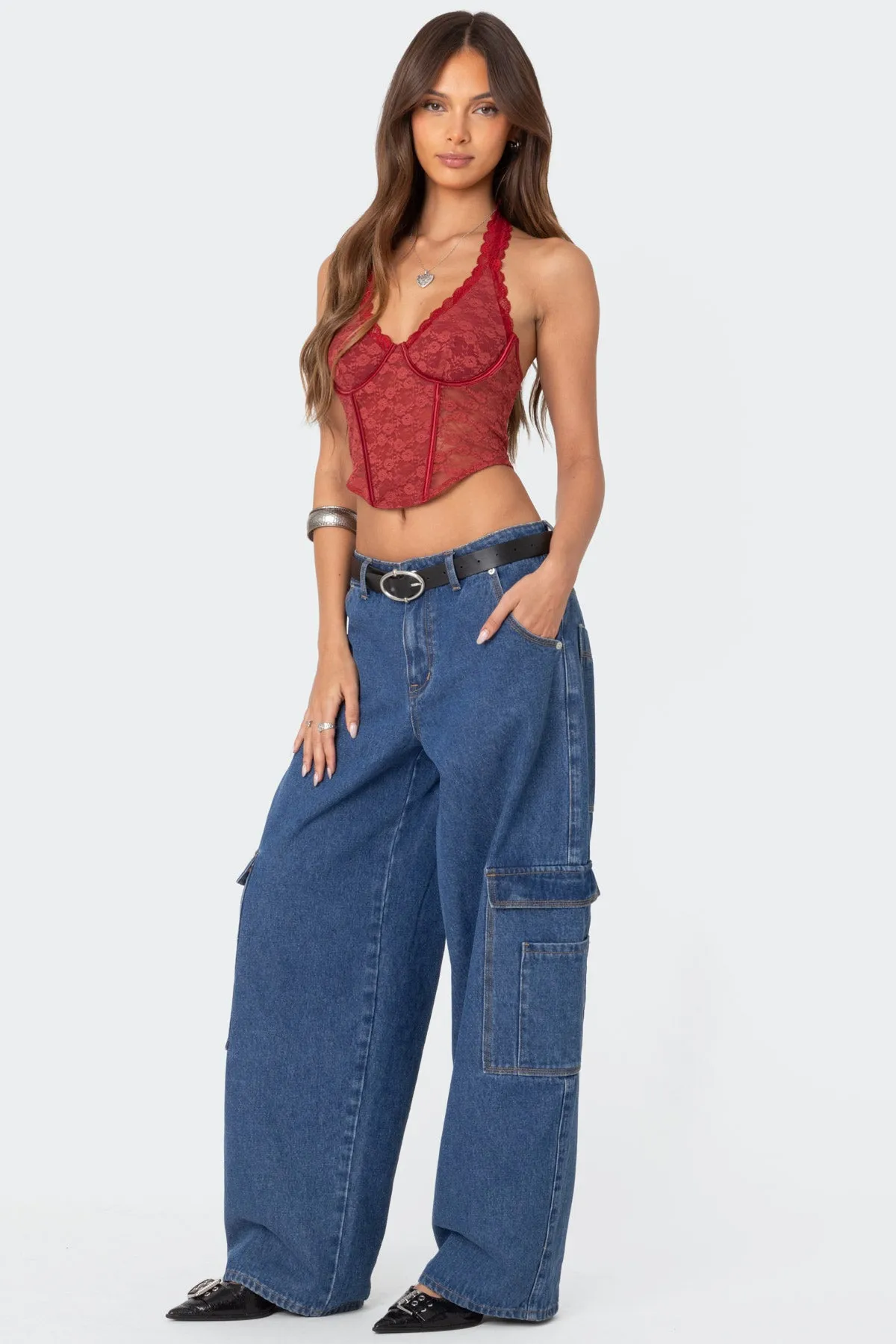 Chica Lace Halter Corset sold by Edikted product image thumbnail 3