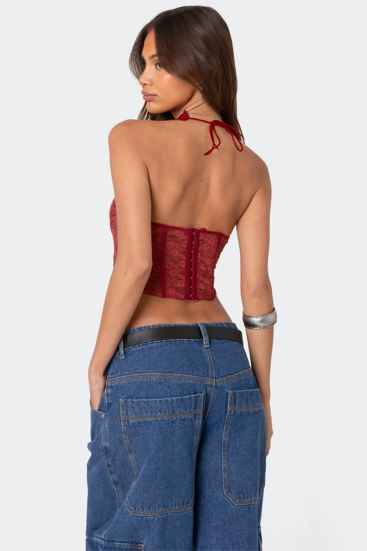 Chica Lace Halter Corset sold by Edikted product image thumbnail 5