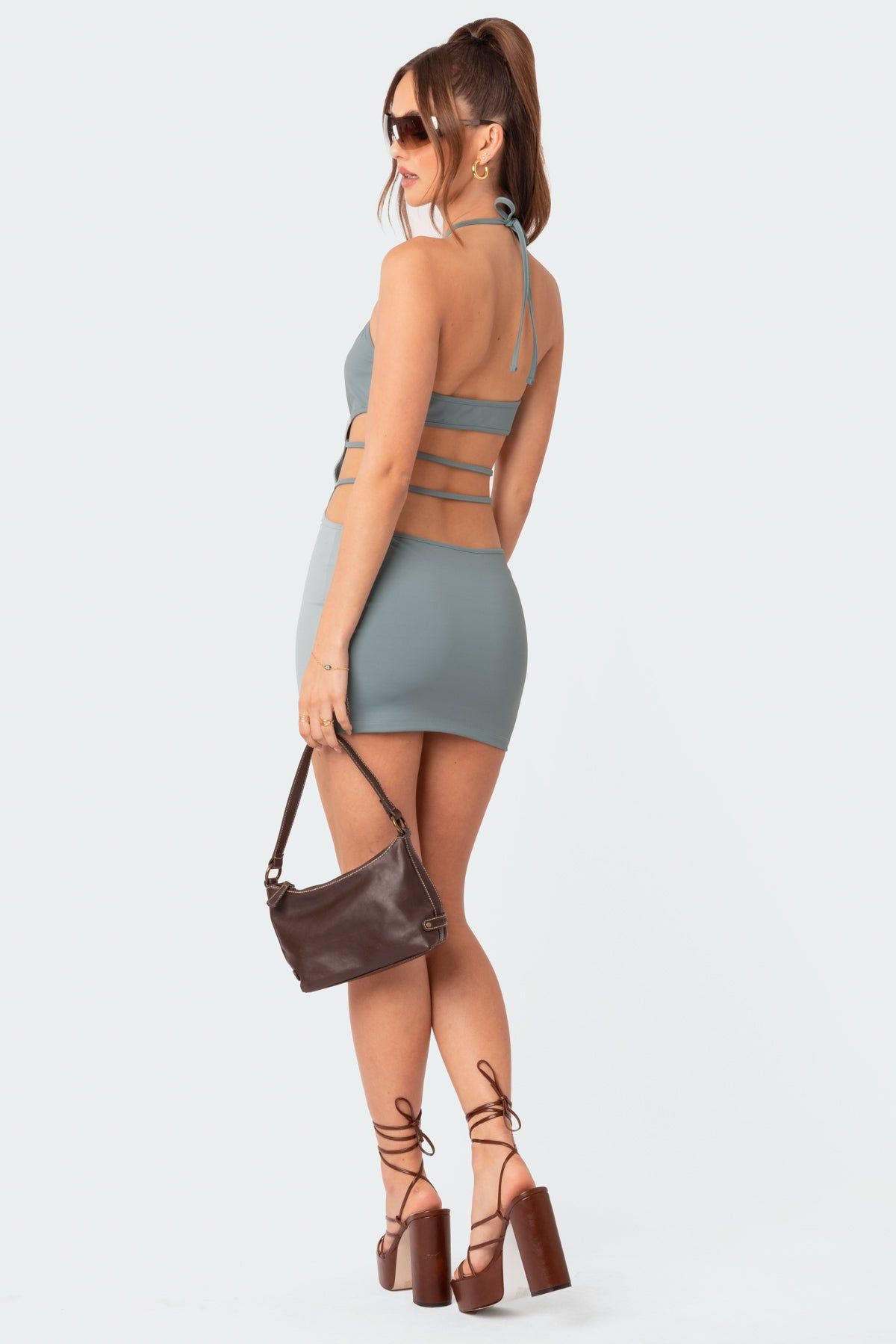 Strappy Cut Out Halter Mini Dress sold by Edikted product image thumbnail 4