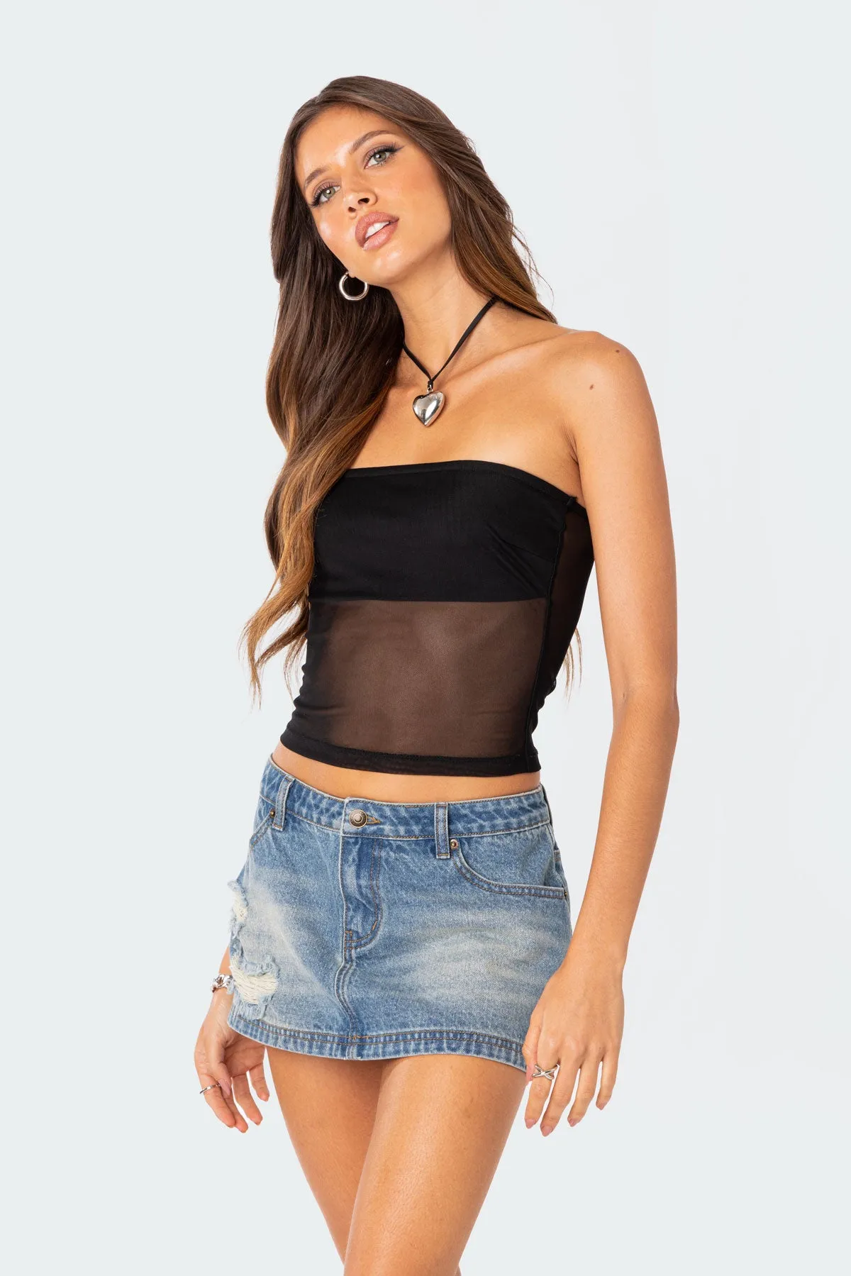 Celestia Sheer Mesh Tube Top sold by Edikted product image thumbnail 2