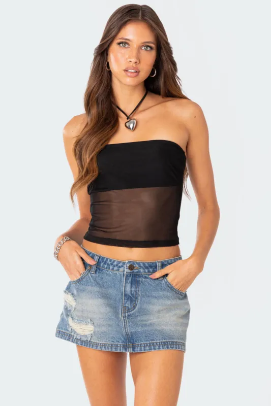 Celestia Sheer Mesh Tube Top sold by Edikted