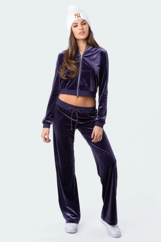 ERIN LOW-RISE VELOUR SWEATPANTS sold by Edikted