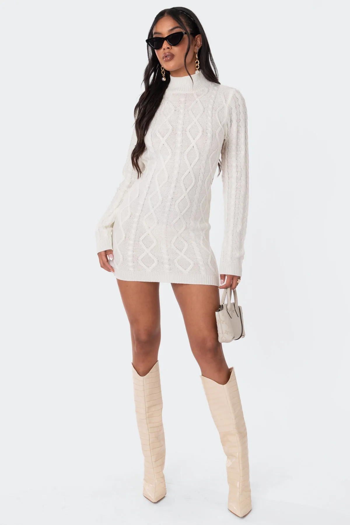Cable Knit Open Back Dress sold by Edikted product image thumbnail 5
