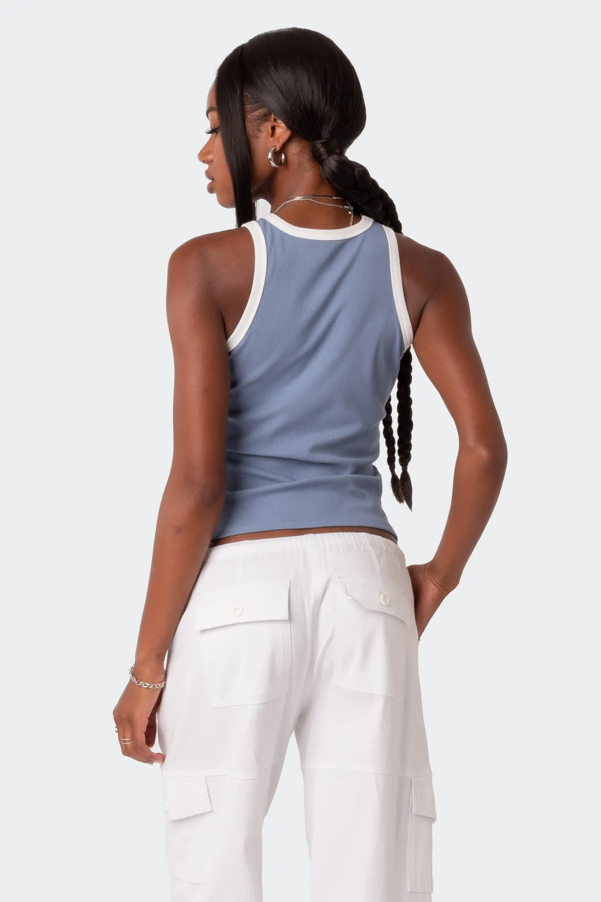 Contrast Ribbed Tank Top sold by Edikted product image thumbnail 3
