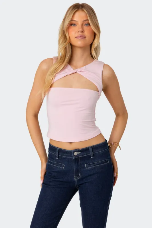 Twisted Cut Out Tank Top sold by Edikted