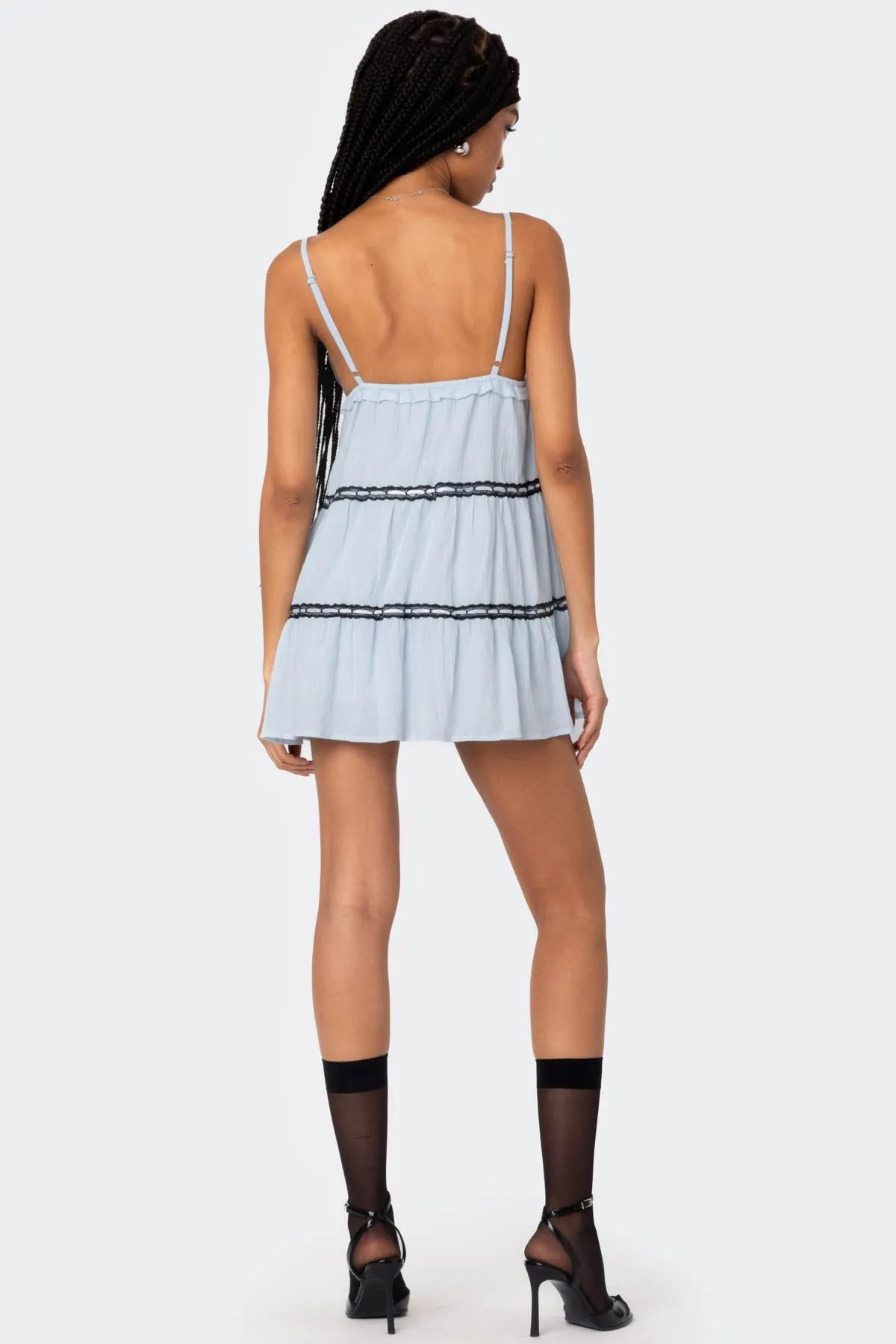 Angelica Tiered Ribbon Mini Dress sold by Edikted product image thumbnail 4
