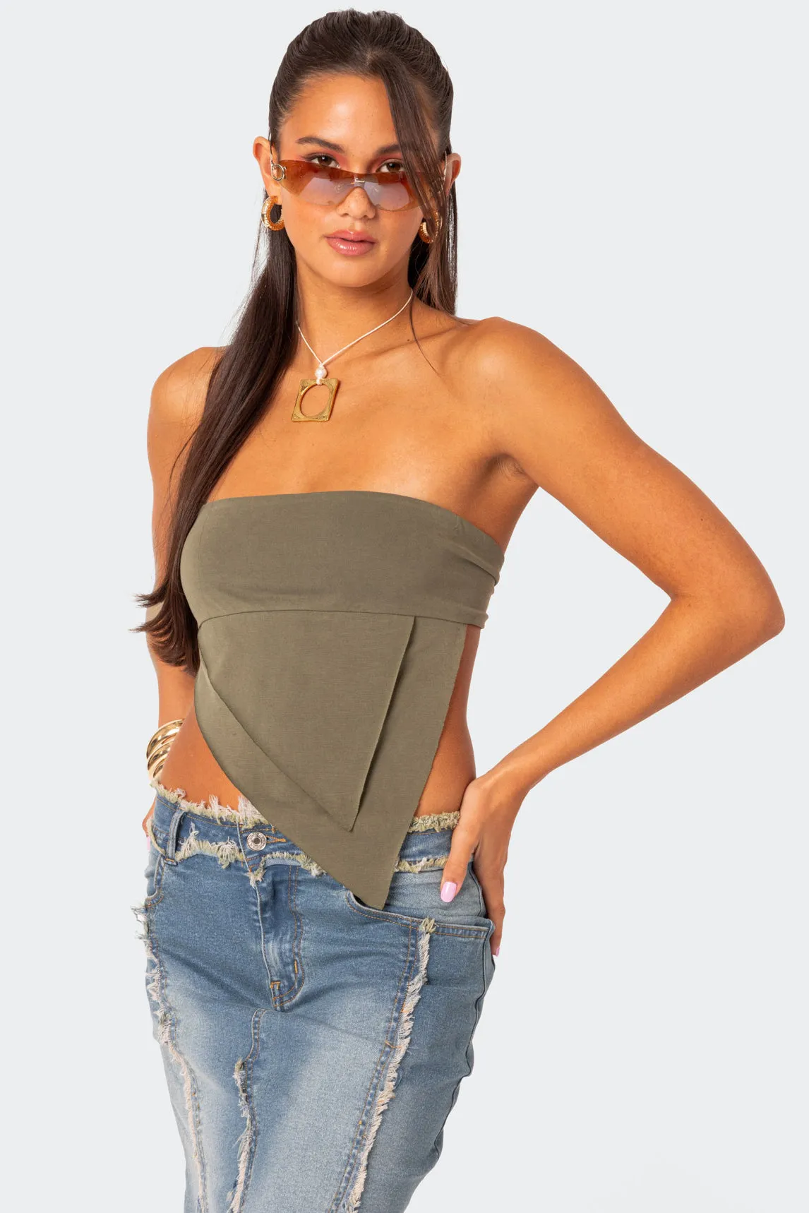 Patterson Layered Triangle Tube Top sold by Edikted