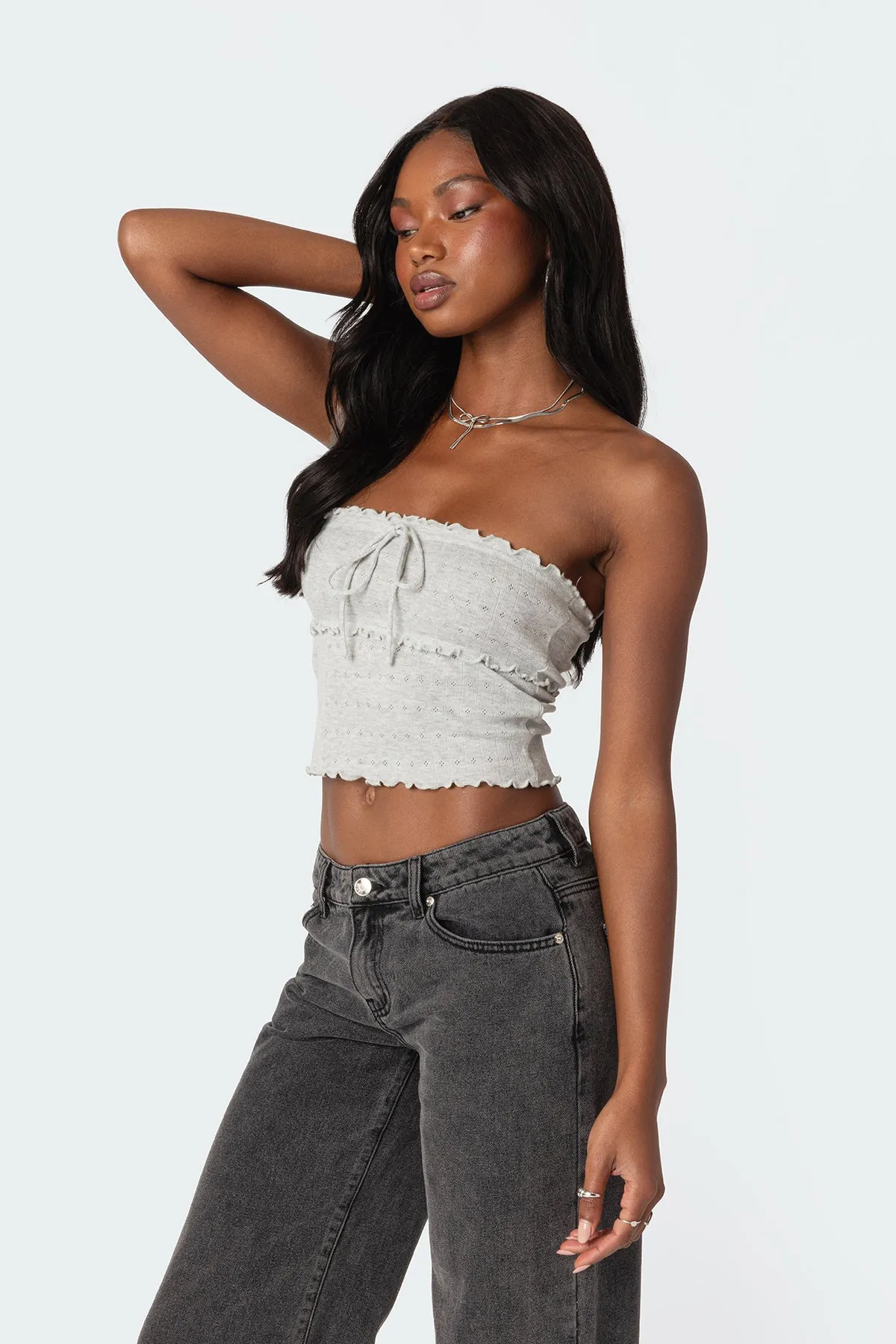 Savannah Pointelle Tube Top sold by Edikted product image thumbnail 3