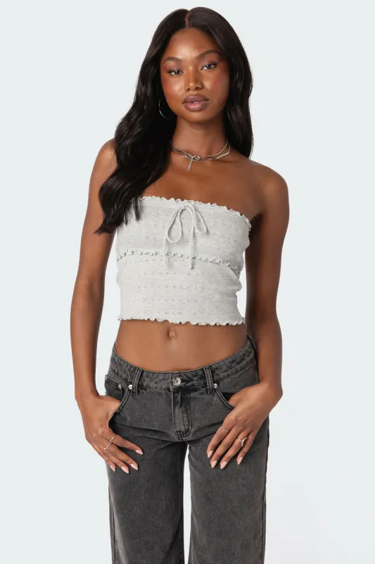 Savannah Pointelle Tube Top sold by Edikted