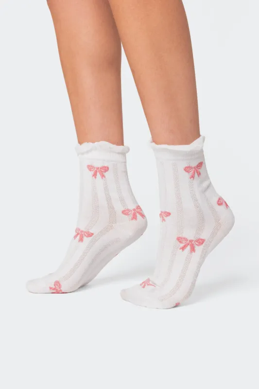 Bow Printed Socks sold by Edikted