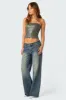 Moss Faux Leather Lace Up Corset sold by Edikted