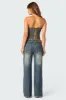 Moss Faux Leather Lace Up Corset sold by Edikted