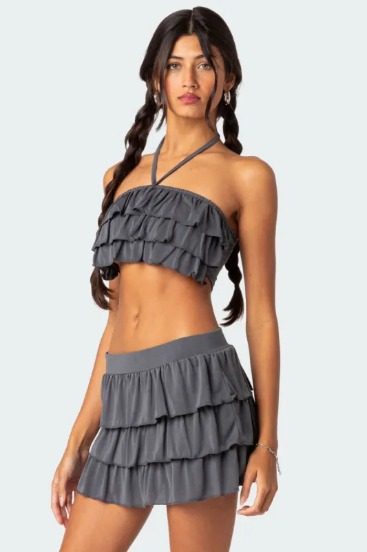Aimee Ruffle Crop Top sold by Edikted