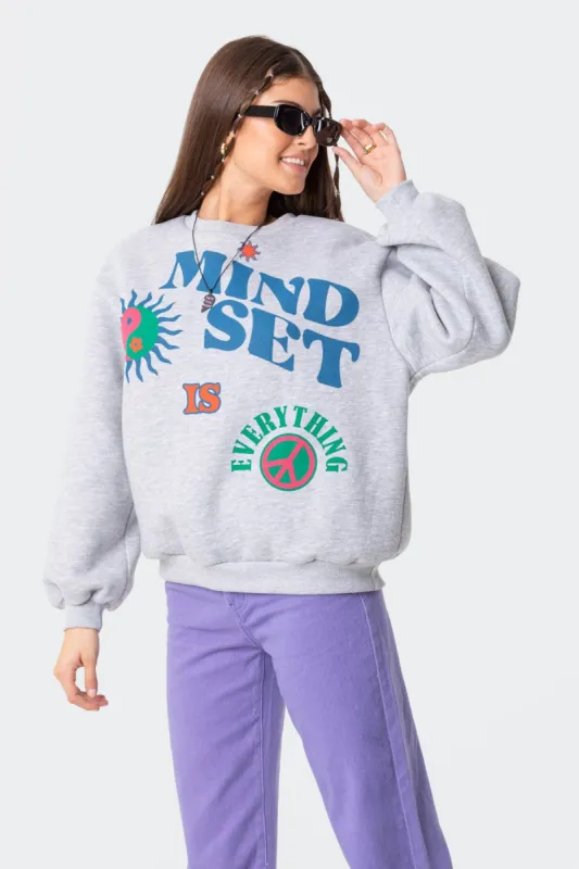 Happy Mindset Sweatshirt sold by Edikted
