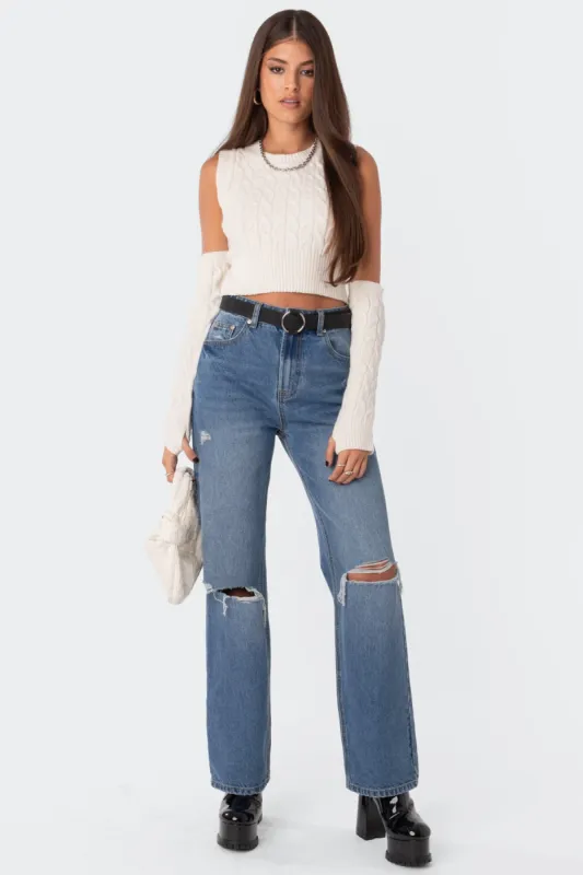 Lori High-Rise Wide Leg Jeans sold by Edikted