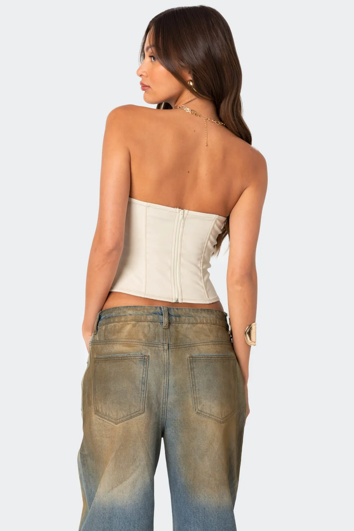 June Tie Front Strapless Corset sold by Edikted product image thumbnail 4