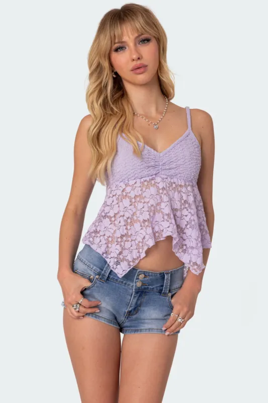 Orchid Sheer Lace Top sold by Edikted