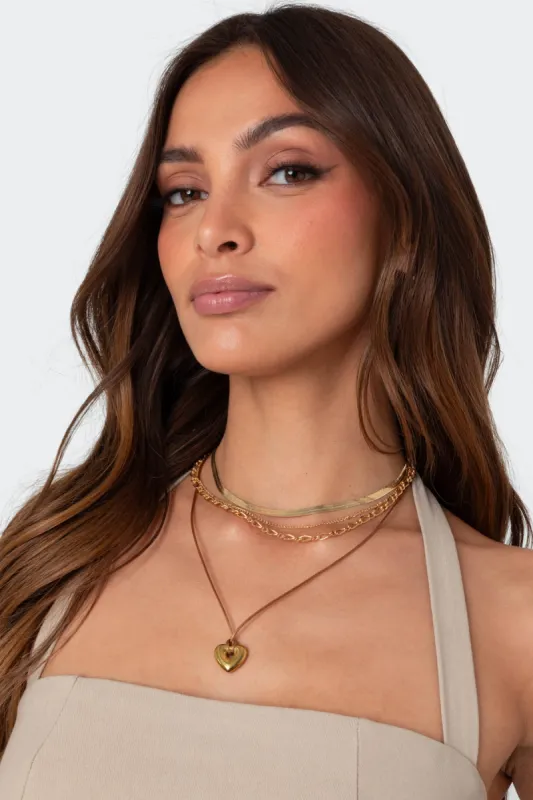 Open Heart Layered Necklace sold by Edikted
