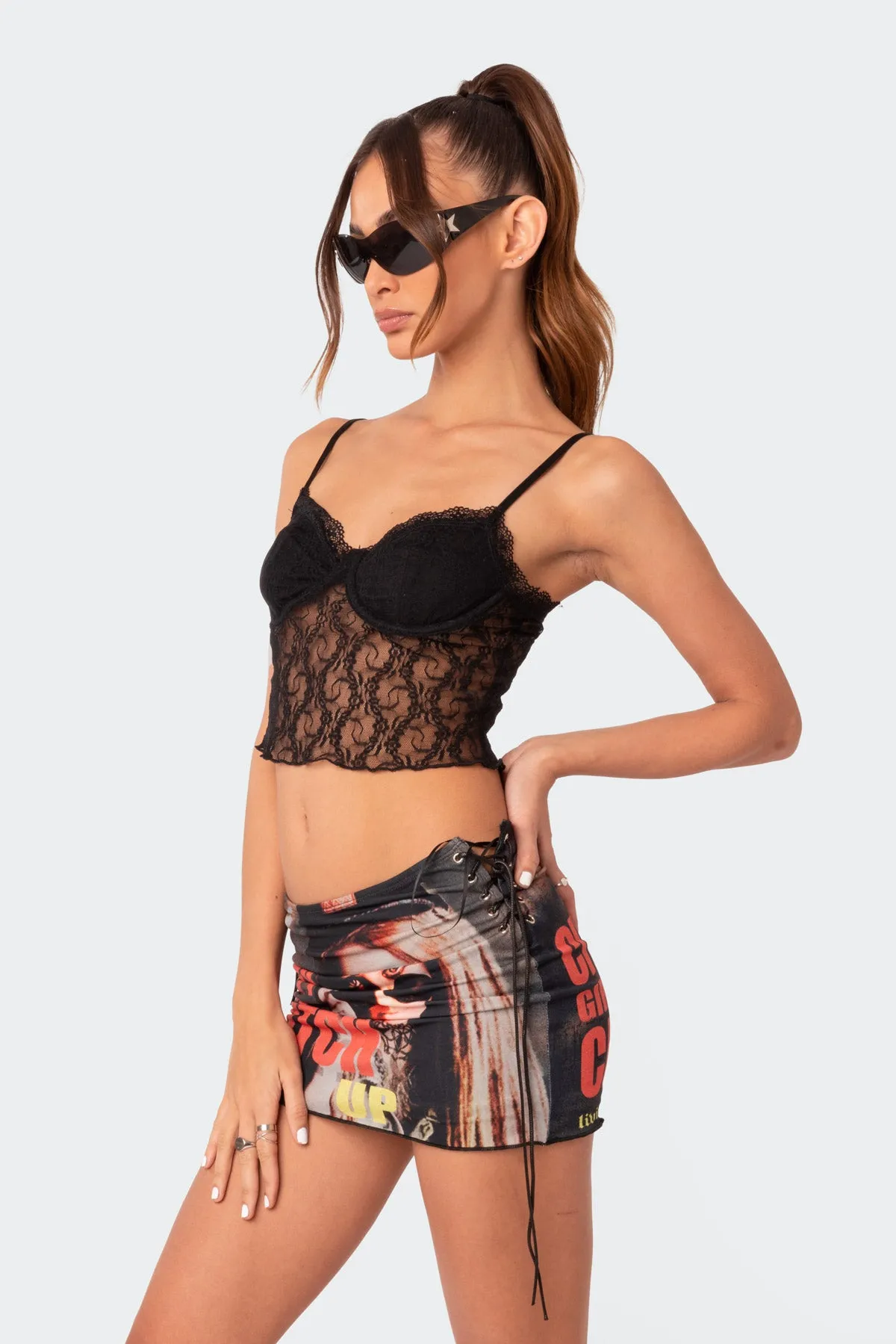 Florette Sheer Lace Bra Top sold by Edikted product image thumbnail 3