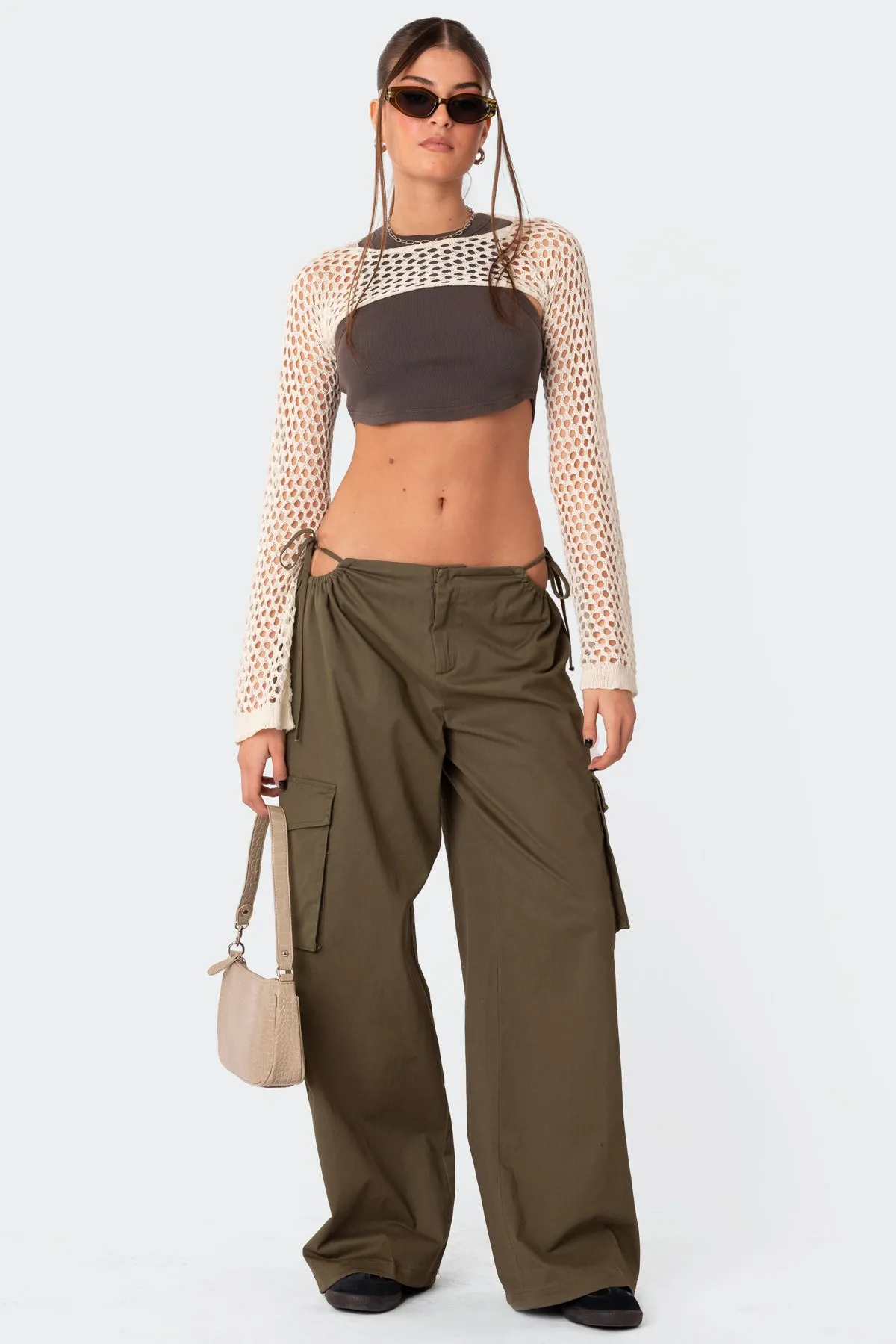 Carlo Low Rise Side Cut Out Cargo Pants sold by Edikted