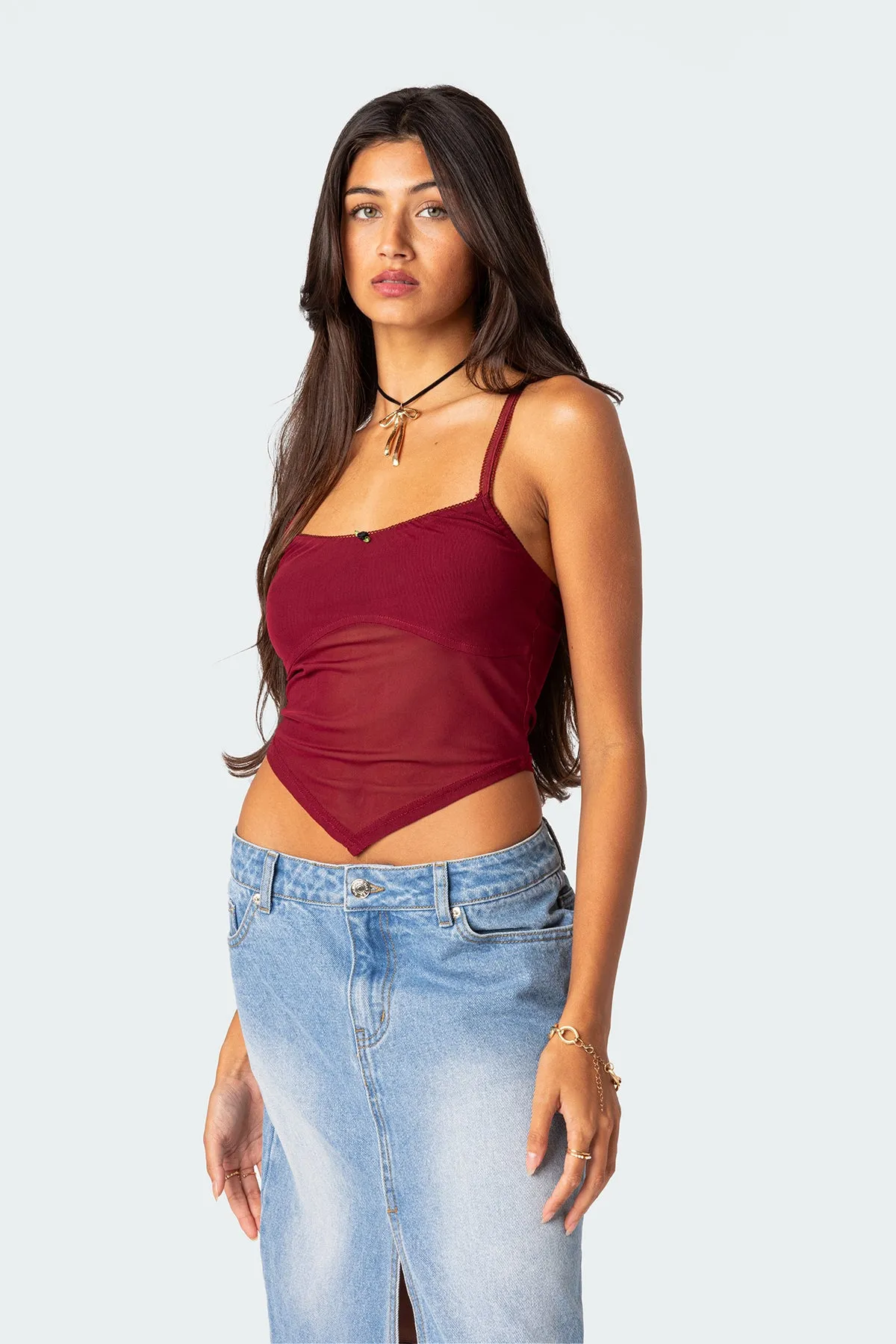 Cressida Sheer Mesh Tank Top sold by Edikted product image thumbnail 3
