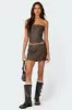 Ziva Faux Leather Lace Up Corset sold by Edikted