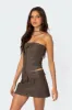 Ziva Faux Leather Lace Up Corset sold by Edikted