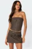 Ziva Faux Leather Lace Up Corset sold by Edikted