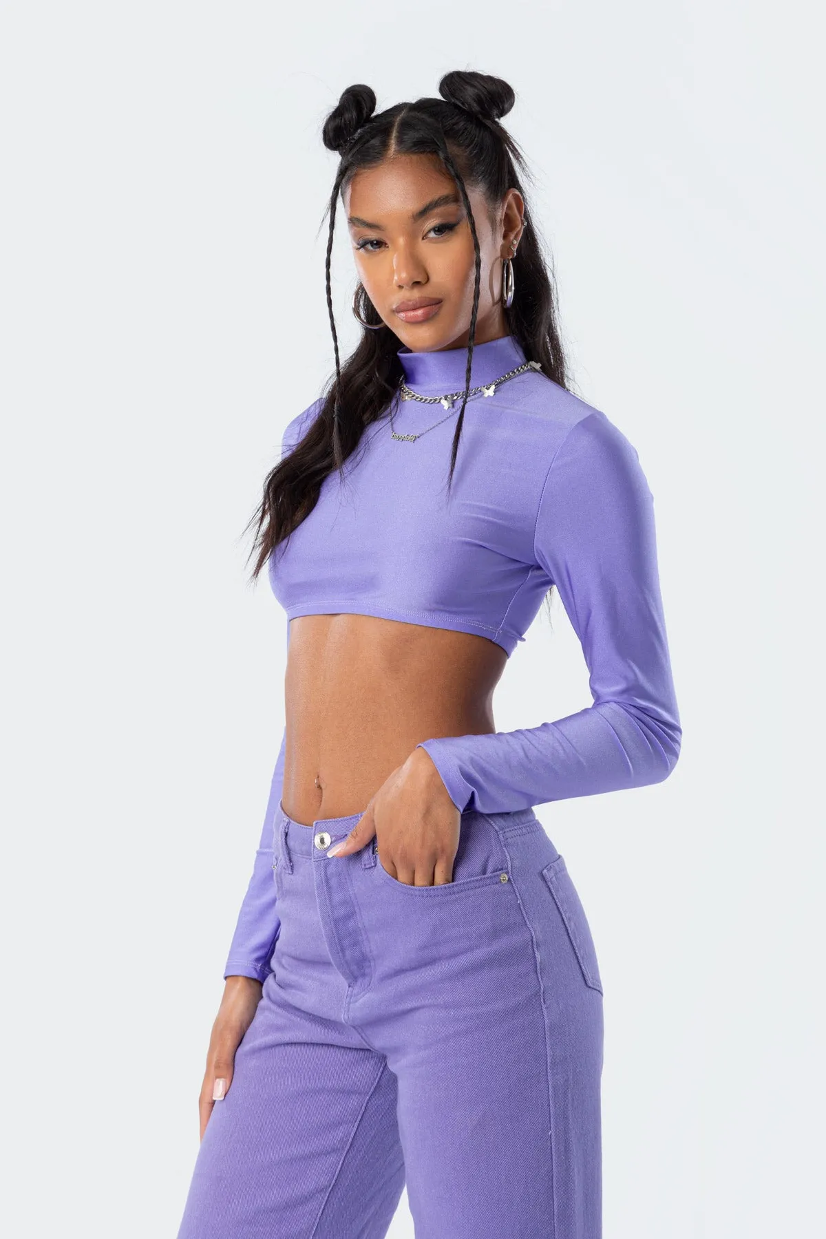 Kimmy Shiny Crop Top sold by Edikted product image thumbnail 3