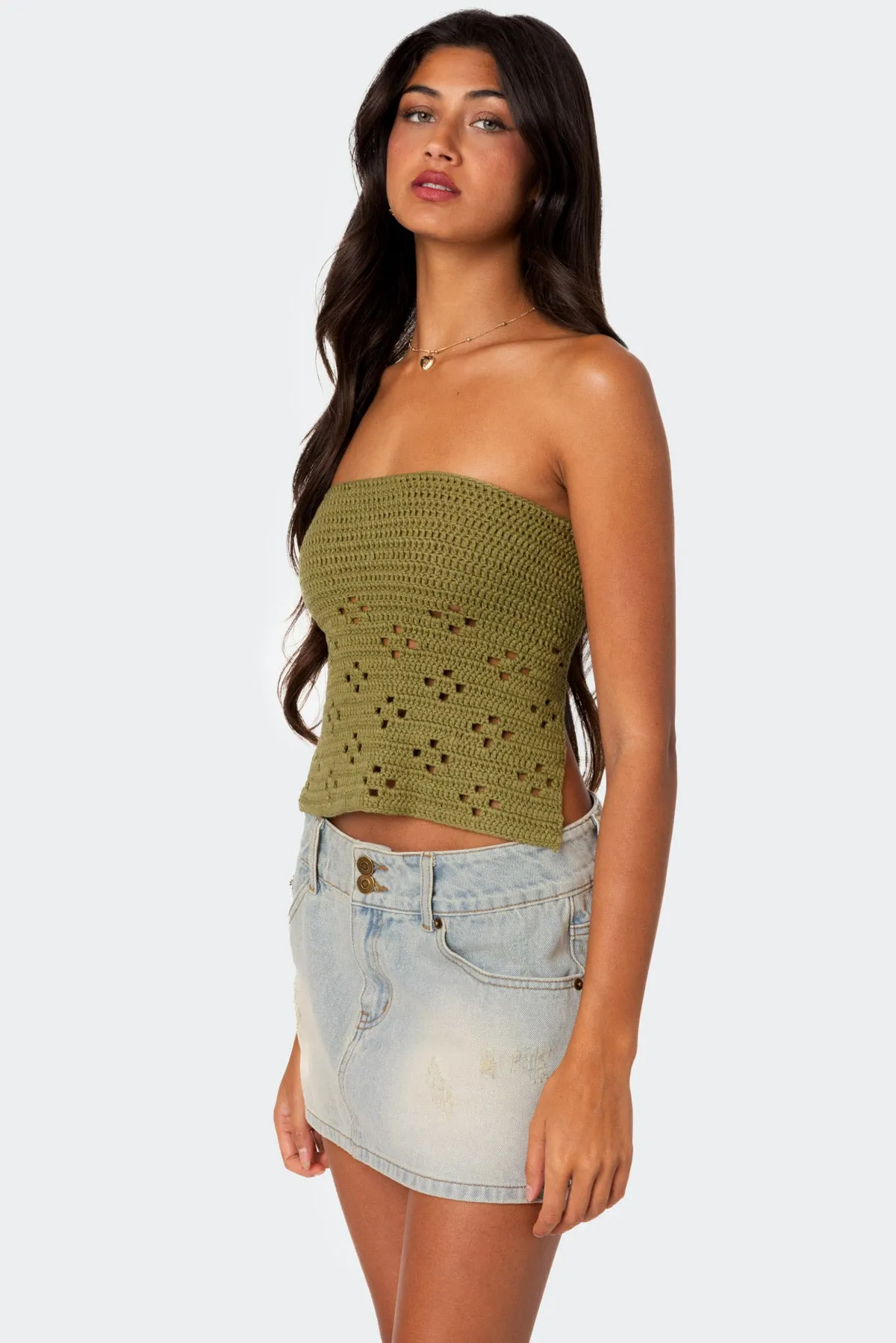 Niki Crochet Strapless Top sold by Edikted product image thumbnail 3