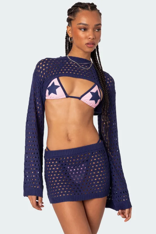 Celena Crochet Shrug Top sold by Edikted