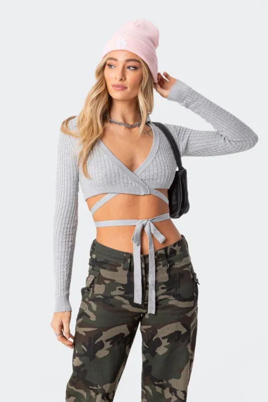 Elianna Knitted Wrap Top made by Edikted