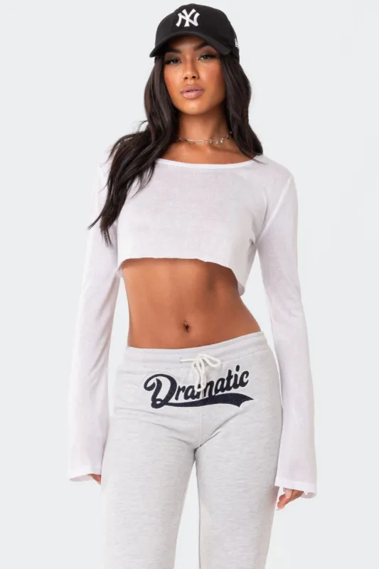 Sheer Raw Hem Crop Top sold by Edikted