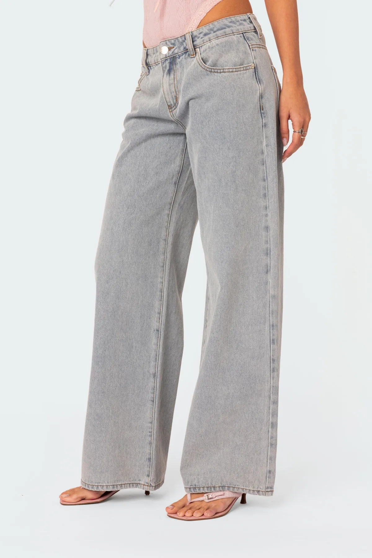 Bow Pocket Low Rise Baggy Jeans sold by Edikted product image thumbnail 4