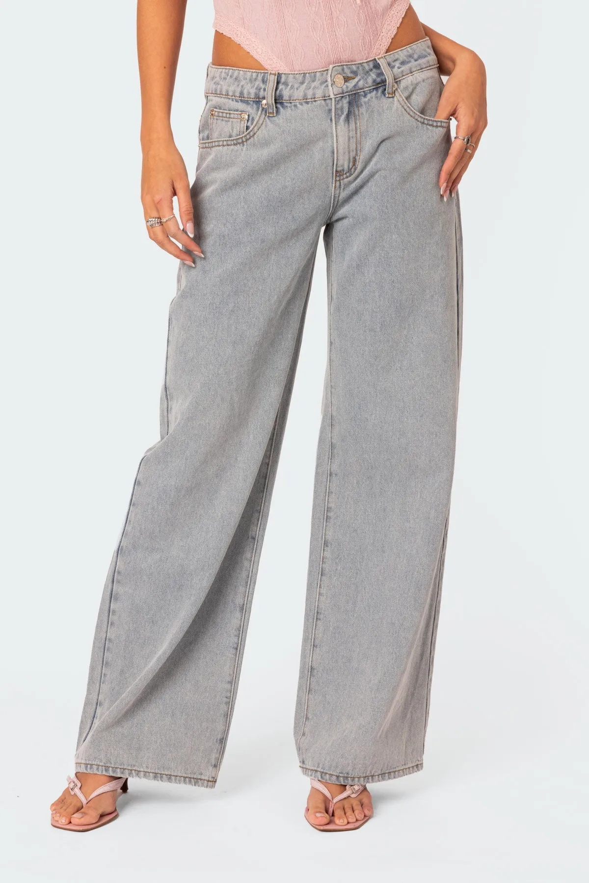Bow Pocket Low Rise Baggy Jeans sold by Edikted product image thumbnail 3