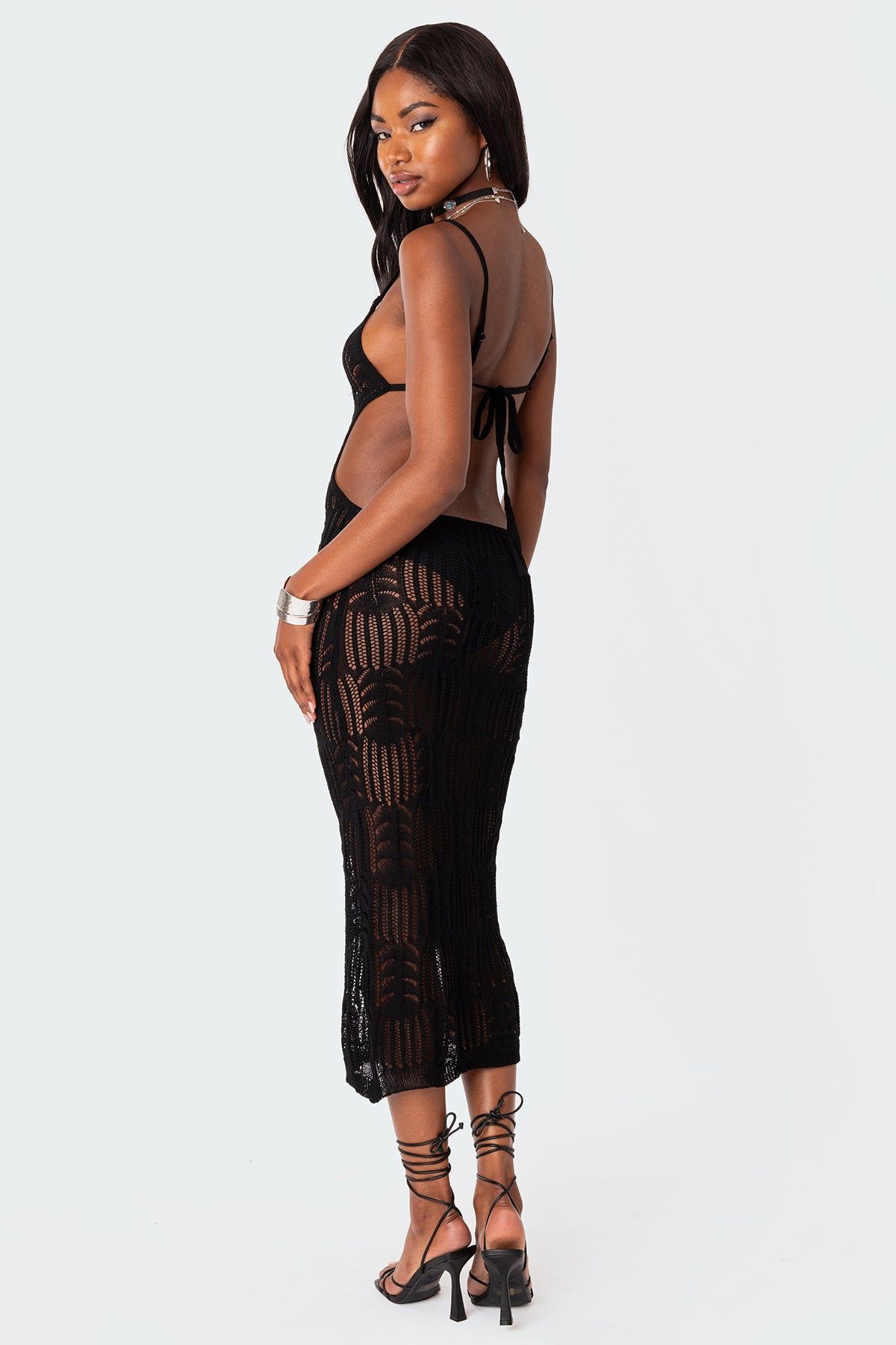 Coconut Open Back Crochet Maxi Dress sold by Edikted product image thumbnail 4