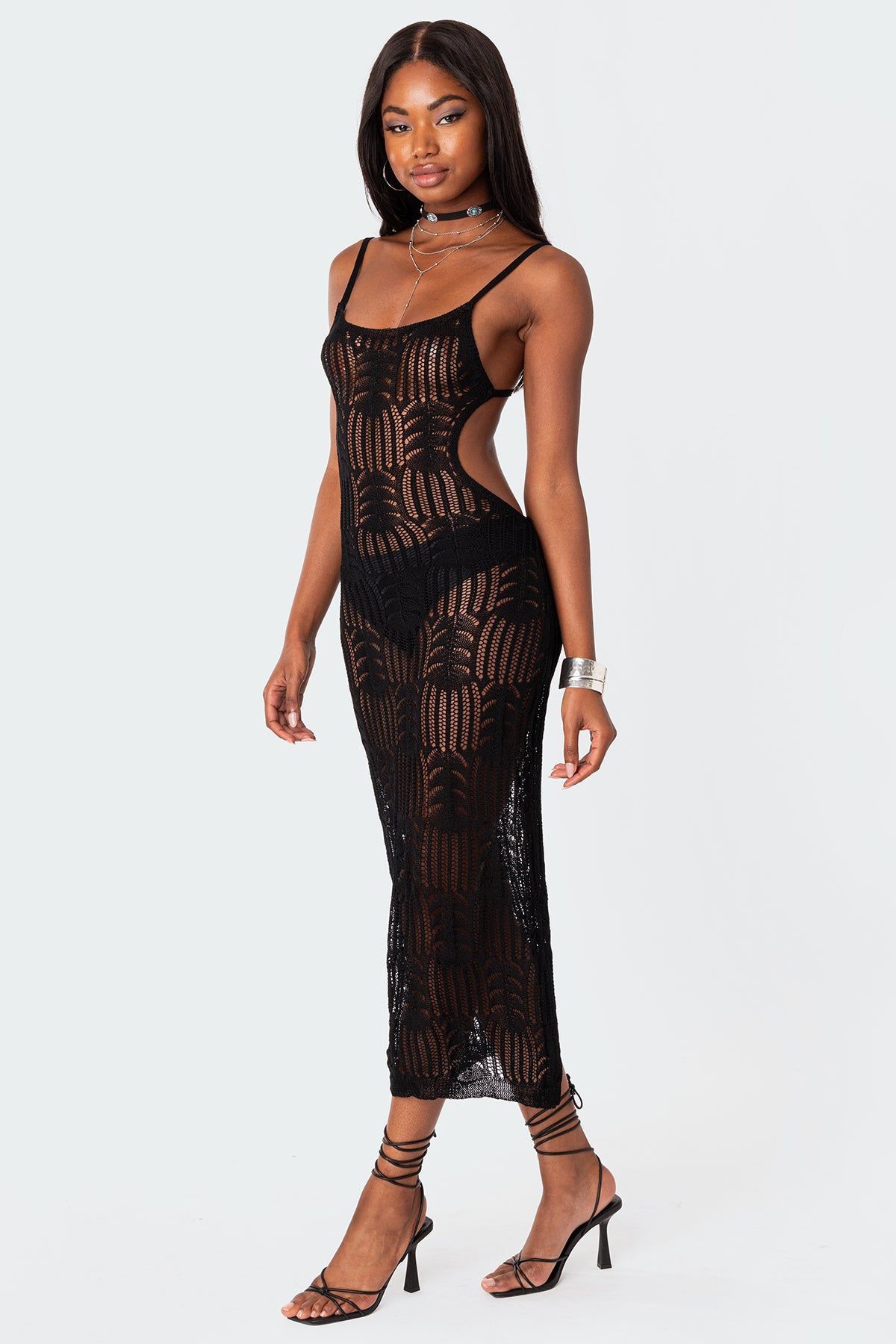 Coconut Open Back Crochet Maxi Dress sold by Edikted product image thumbnail 2
